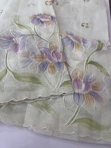 Supernet saree with embroidery and handpainting MSH104- PastelGreen