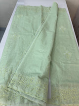 Mul chanderi saree with applique borders MSH112- PastelGreen