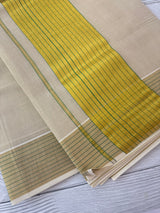 Kerala Gold tissue saree - Green Lines