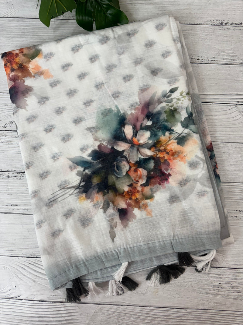 Digital printed semi Linen Saree MLS615- 22