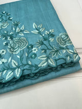 Embroidered Crepe semi tussar silk saree- MSS725 Blue