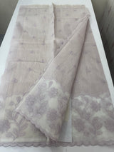 Khadi supernet saree with net applique borders MSH208 Lilac
