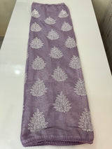 Soft kota checks saree with embroidery - SVTS23 Lavender