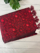 Kota silk cotton saree with applique work MS81788 - MaroonRed