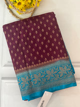 Banarasi viscose Georgette saree MKGS611- Wine to CobaltBlue