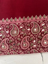 Semi modal silk saree with mirror work - MMB502 Maroon