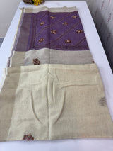 Linen saree with French knots and kanta embriodery MS94311