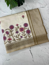 Blended tussar silk saree with embroidery- MSH490
