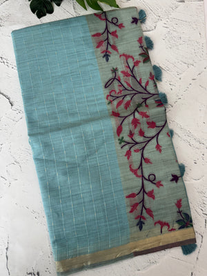 Jamdani silk Cotton Saree with thread work  MSJ795
