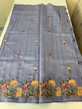 Art tussar saree with embroidery MST677 DustyLavender
