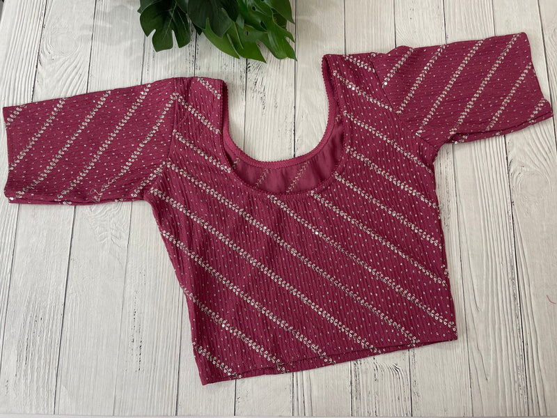 Stretchable Readymade blouse with sequence work- MSBL