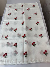 Kota checks embroidery saree White & Red