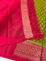 Banarasi viscose Georgette saree MKGS611- ParrotGreen to Pink