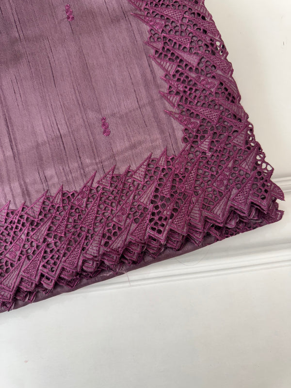 Blended tussar saree with cutwork - MSHK129 Mauve