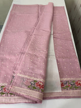 Semi linen saree with embroidery- MS15167