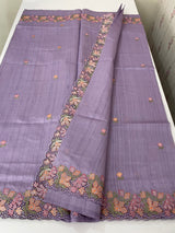 Blended tussar saree with cutwork border- MSHK695