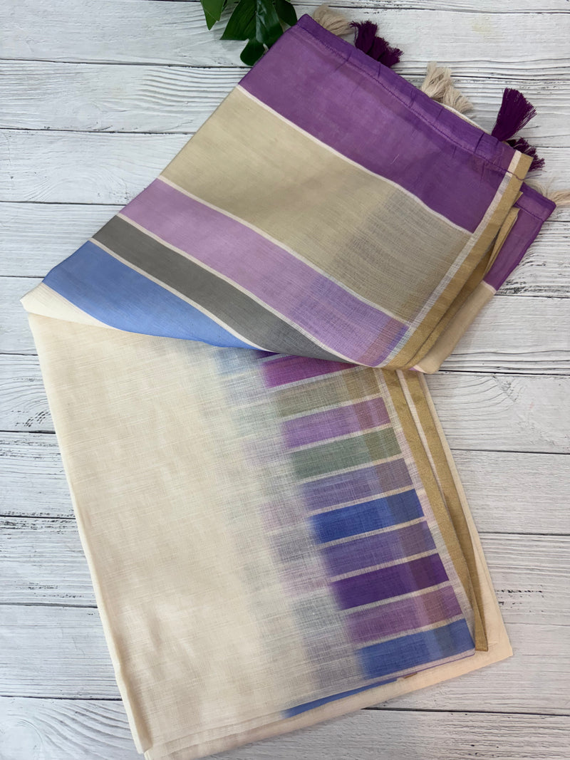 Rainbow semi Linen Saree MLS615- 15