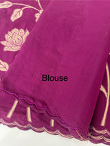 Malai chanderi saree with applique work MSM6201