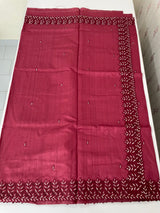 Semi tussar saree with cutwork MSHK566 Cranberry