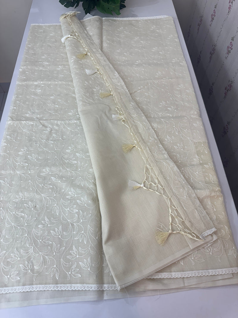 Kota embriodery saree MS1455 -PastelBeige