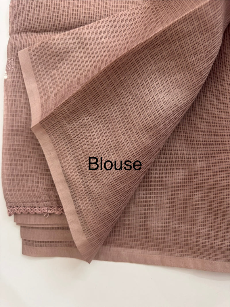 Kota checks saree with embroidery SVTS34- DuskyMauve