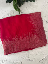 Soft Velvet Organza saree with embroidery borders - MOS4377 DarkPink