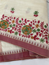 Blended tussar silk saree with embroidery- MSH490