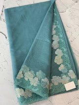 Soft organza saree with turkish applique borders- MCW735