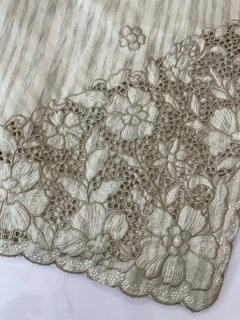 Semi silk saree with cutwork on pallu MSR908- Dusky GreenishGrey