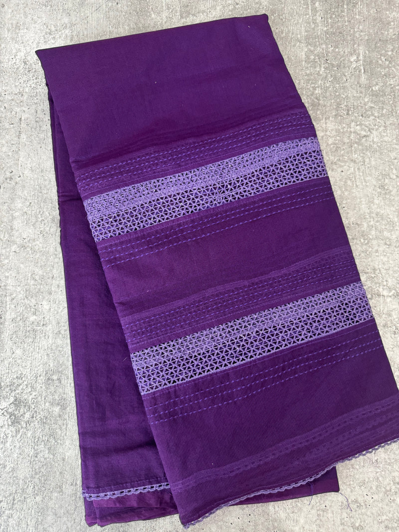 Supernet saree with crochet work and lace border MCJ5433 - Purple