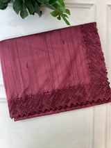 Blended tussar saree with cutwork - MSHK138 Burgundy