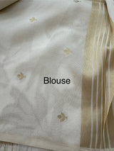 Soft Chanderi viscose silk saree with zari  MS1801- Cream