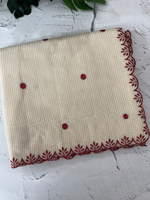 Chanderi Tissue silk saree with scalloped borders - MNM222 (thin lines)