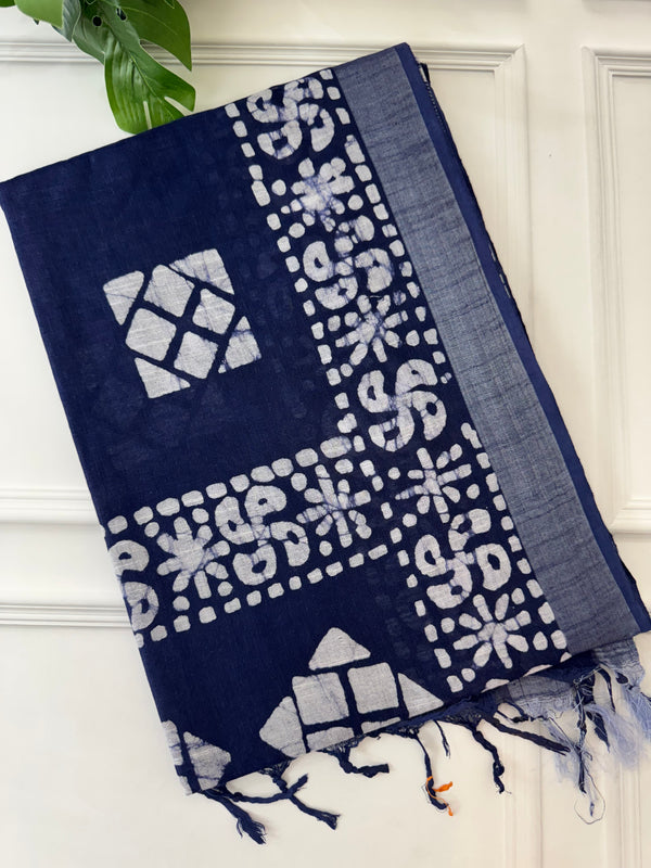 Indigo Semi linen saree MLS877