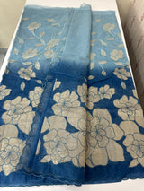 Double shade Semi organza saree with appliqué work - MSH949