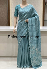 Cutwork Semi tussar saree MTSS680 - Lavender