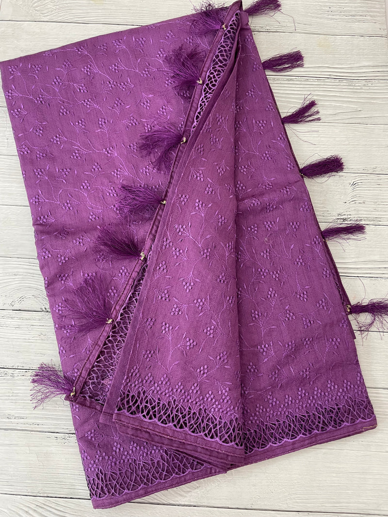 Cutwork Blended Jute - tussar saree MTS9079