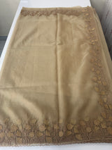 Soft Organza saree with embroidery borders - MCW786 Chiku