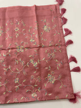 Tussar finish soft silk saree with thread embroidery MTS568 AntiqueRose