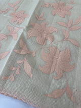 Moonga checks saree with Applique work  MSH160 - Cream & Peach