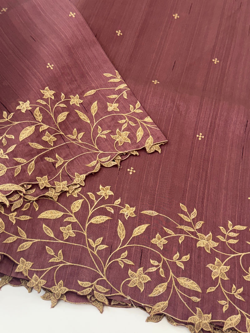 Blended matka tussar silk saree with embroidery - MS90654/3