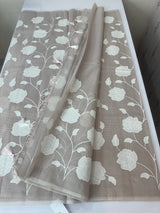 Kota cotton applique work saree- MSH7877 PaleBrown