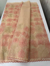 Viscose organza saree with thread work - MSH925 PastelPeachPink