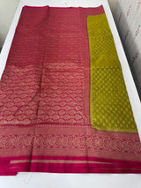 Banarasi viscose Georgette saree MKGS611- ParrotGreen to Pink
