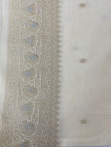 Soft Chanderi viscose silk saree with zari weaving MS1801- Cream