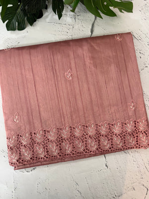 Semi tussar saree with cutwork MSHK566 DustyPeach
