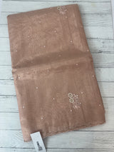 Tissue silk saree with foil work and cutdana scalloped border MTSS432- NudePink