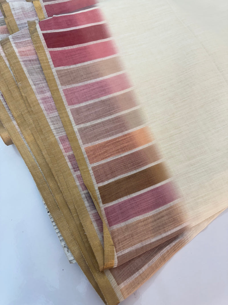 Rainbow semi Linen Saree MLS615- 13