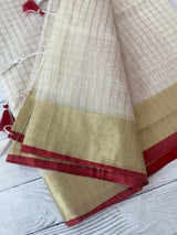 Semi silk saree with zari checks SHMIYR