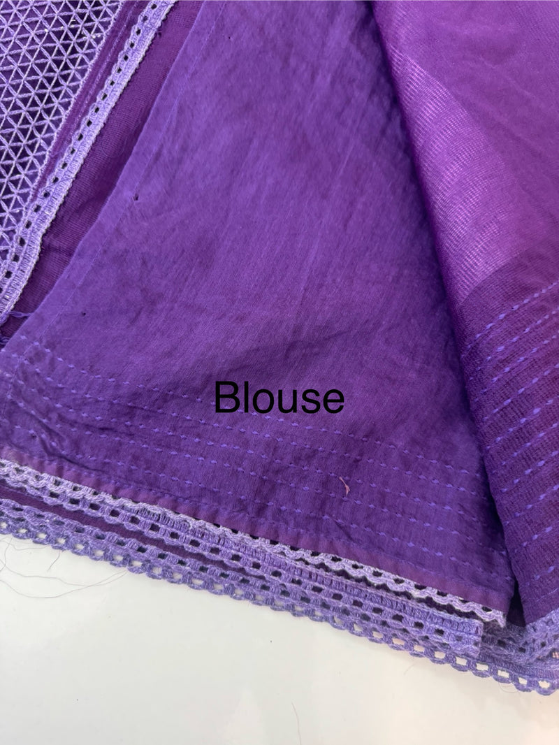 Supernet saree with crochet work and lace border MCJ5433 (V shape Crochet)